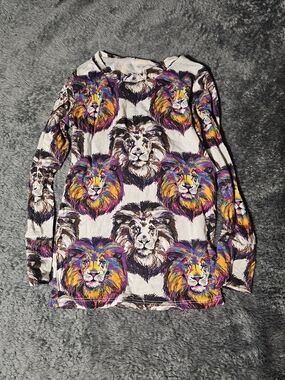 Bums And Roses Colorful Lion Print Long Sleeve Pajama Top Size 4t